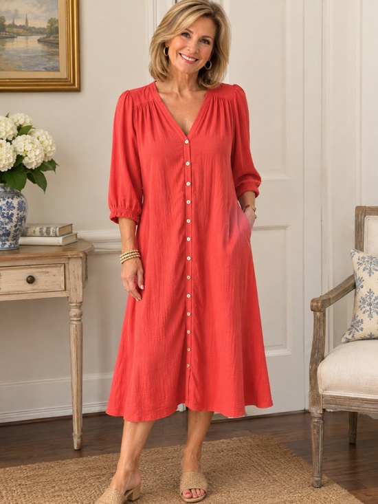 JJill Dresses & Skirts - J. Jill Courtyard Dress in Guava / Coral Red